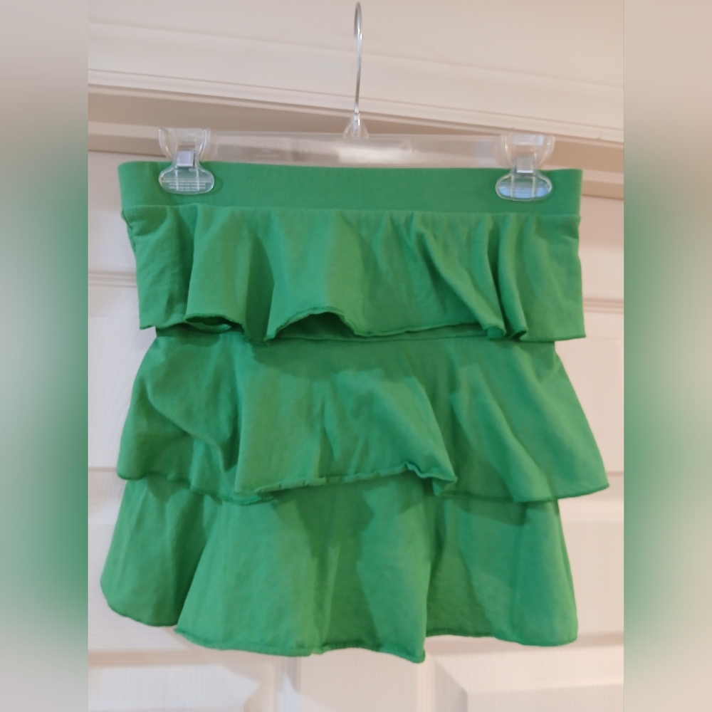 Rusty Ruffle Vivid Green Tube Top Extra Small y2k EUC